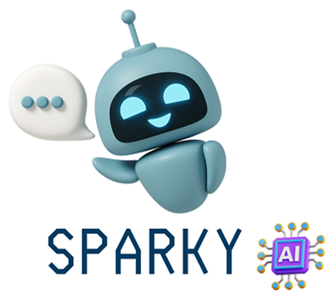 Logo de Sparky AI : un petit robot souriant et sa bulle de conversation